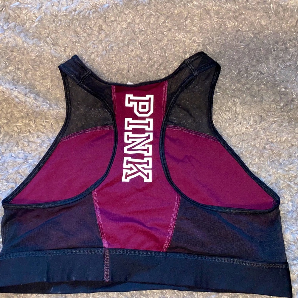 Burgundy and black sport bra